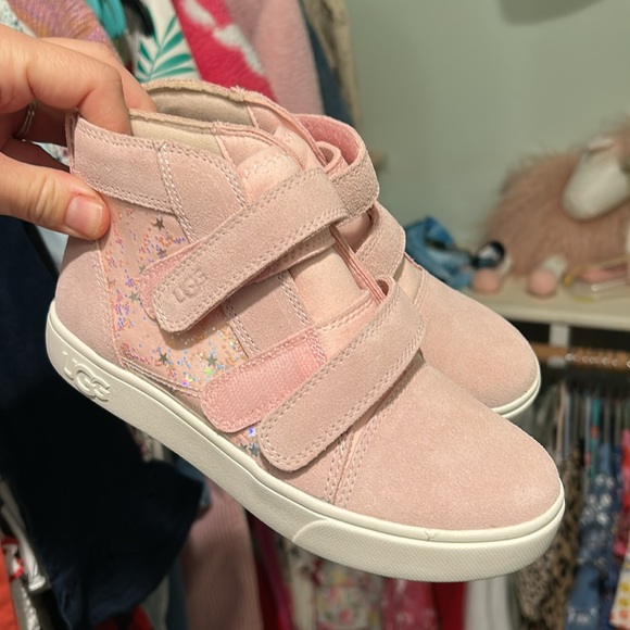 Ugg Rennon Pink & Glitter High Top Suede Sneaker - Picture 6 of 7